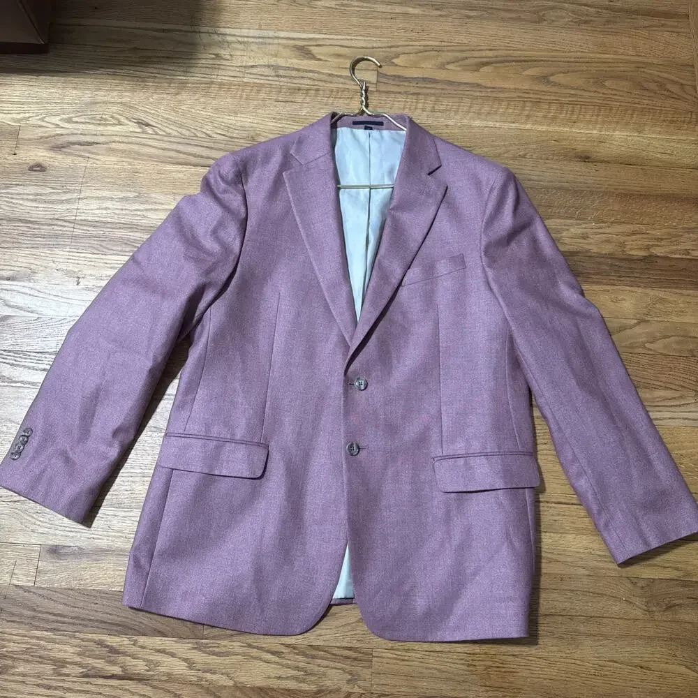 Jos A Bank Blazer Men’s 44R Suit Jacket Silk Wool Blend Weave Berry Red Wedding